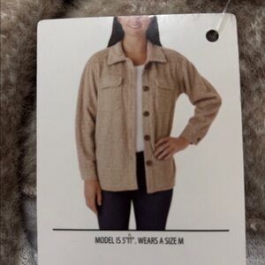 Cozy Tan Button-Up Shacket Large